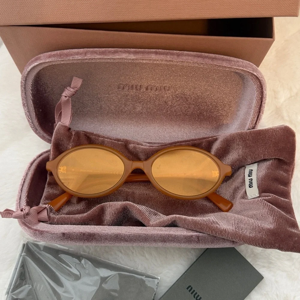 NWT Miu Miu oval orange sunglasses - Picture 8 of 8
